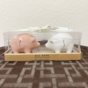 Rae Dunn pink and white Pig S & P shakers